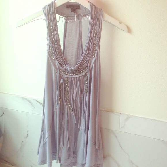 F21 fringe beaded tank