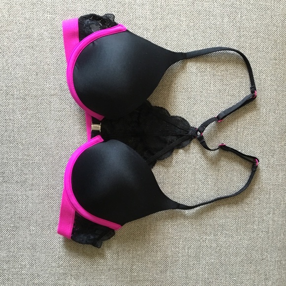Black and hot pink PINK bra