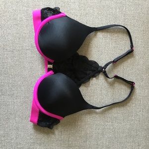 Black and hot pink PINK bra