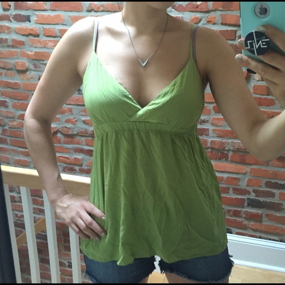 Express lime green silk tank top