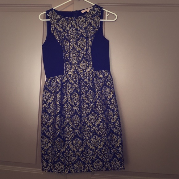 Loft Black and Gold Sheath Dress