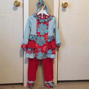Red and blue matching set with headband