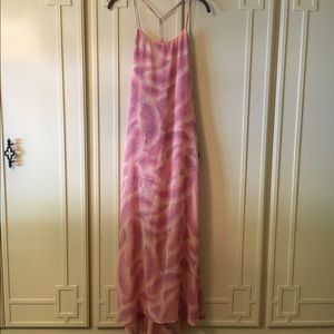 Show me your mumu pink feather patterned maxi