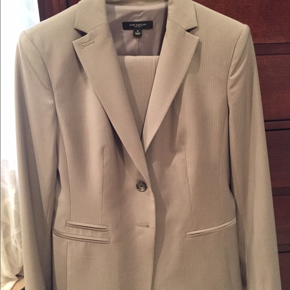 Ann Taylor Grey Pinstripe Suit