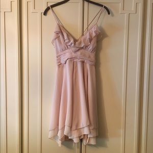 Cream ruffled mini dress