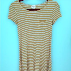 Tshirt Dress - yellow and grey stripes