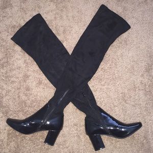 Patent Suede Thigh High Boots