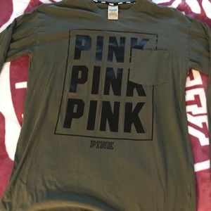 victoria secret pink pocket long sleeve campus tee