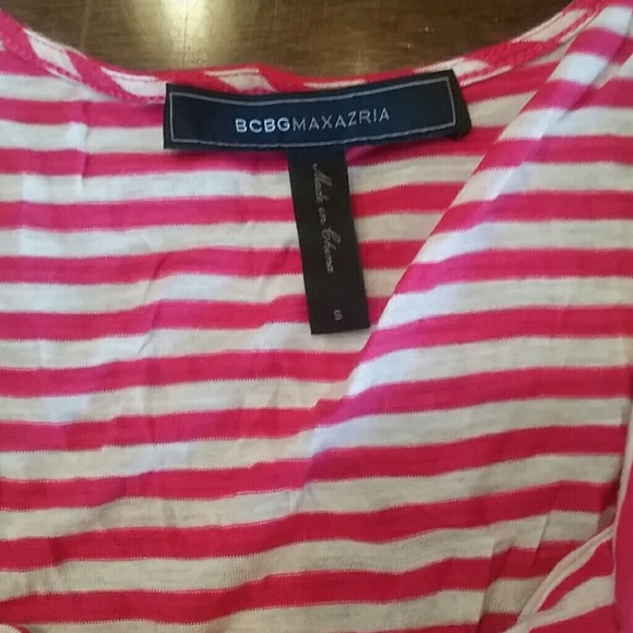 BCBG Small Hot Pink Striped Shirt - Picture 2 of 4