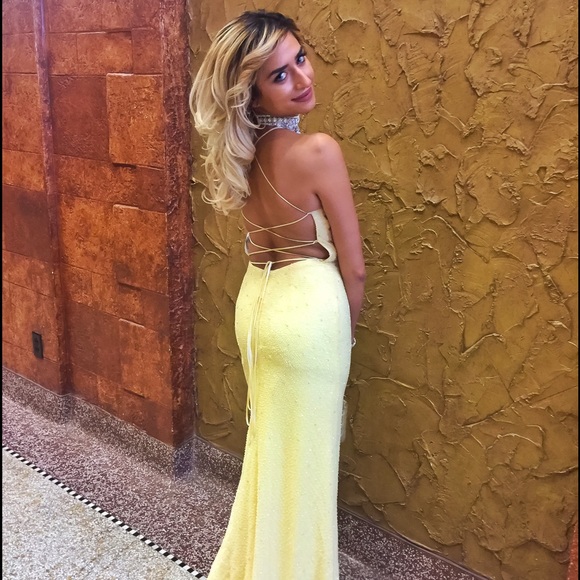 Yellow sequin dress