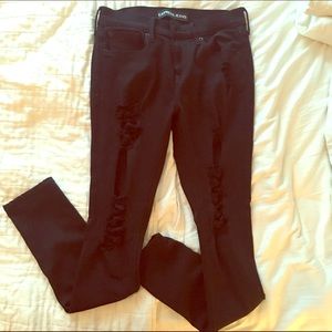 Black Distressed Skinny Jeans from Express