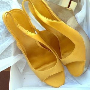 Nine West Nwabe Dark Yellow Satin wedges sling