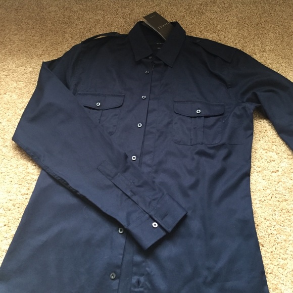 Men's Navy Gucci Shirt NWT