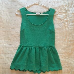 Anthropologie Peplum Tank with Scalloped Edges