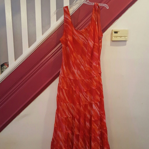 Jones New York red and orange maxi dress, size 16