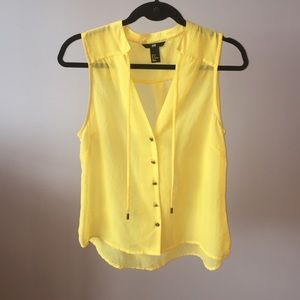 Yellow chiffon sheer tank