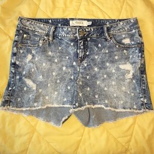 Torrid Heart Print Denim Shorts