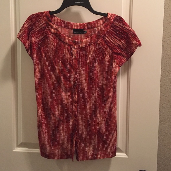 Sheer red cap sleeves Limited top