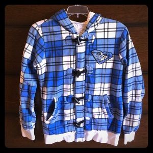 Roxy blue and white plaid winter jacket