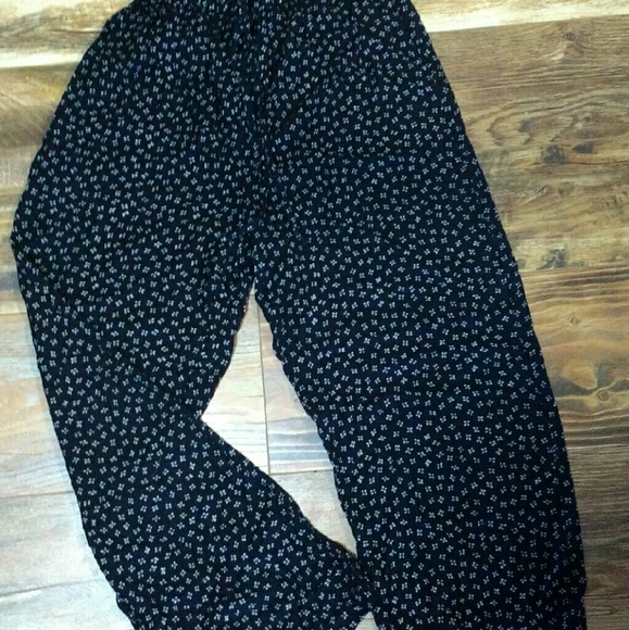 Black pants with tiny flower print