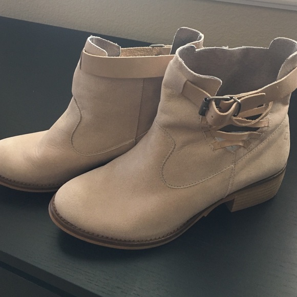 Cream leather booties