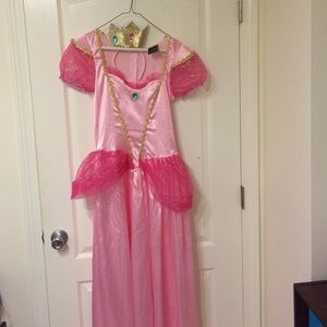 Princess Peach Costume with Crown Headband