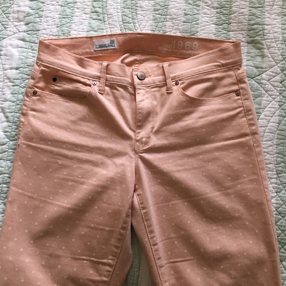 Gap pink polka dot skinny jeans