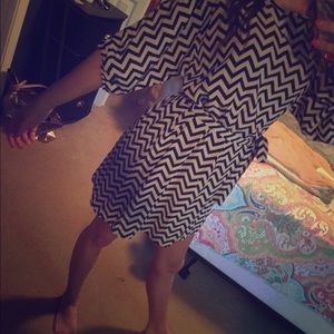 Navy Blue Chevron Dress