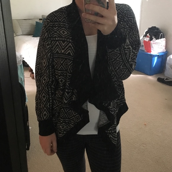 Aztec print open cardigan