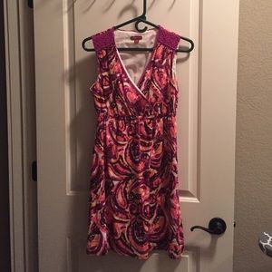 Purple and Pink paisley swirl empire waist dress