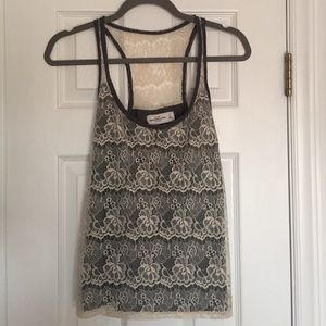 Grey A&F tank with white lace