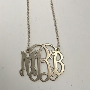 Monogrammed sterling silver necklace. MBB
