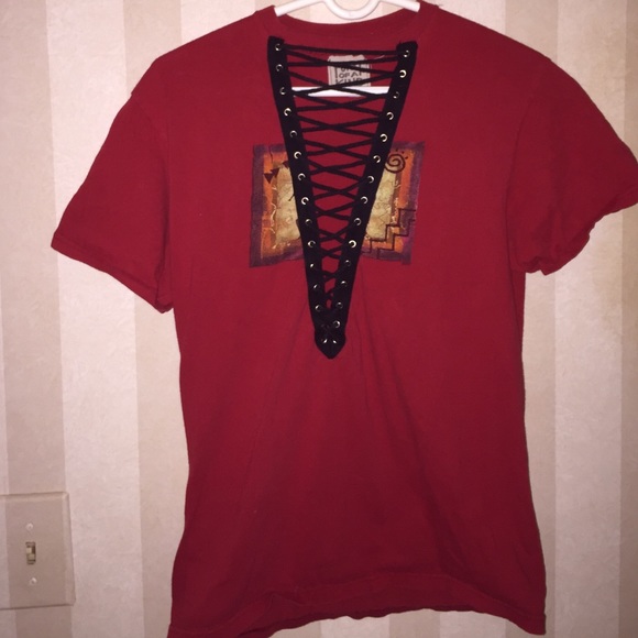 Vintage t-shirt with lace up v-neck