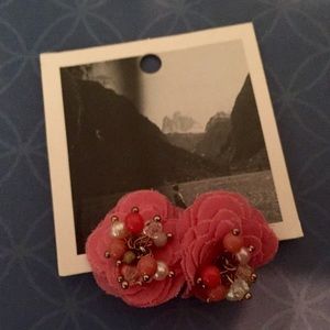 Anthropologie Pink Flower Earrings