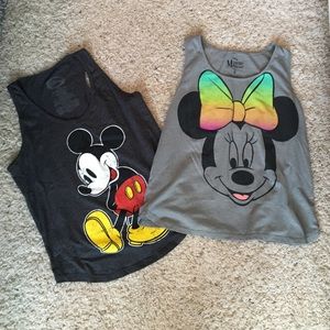 2 Disney Tank Tops - Minnie Crop & Mickey Tank