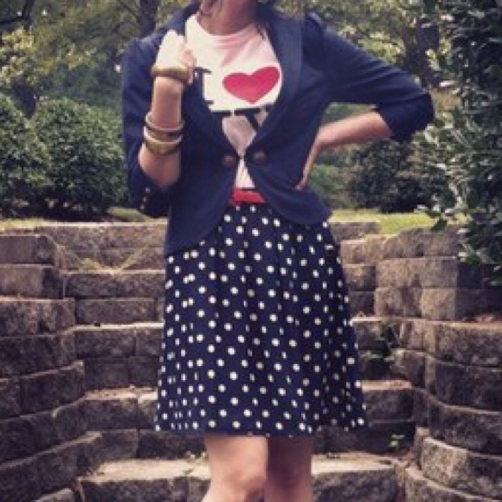 Navy Polka Dot Skirt