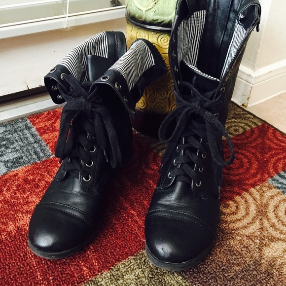 Wild Pair Black Combat Boots