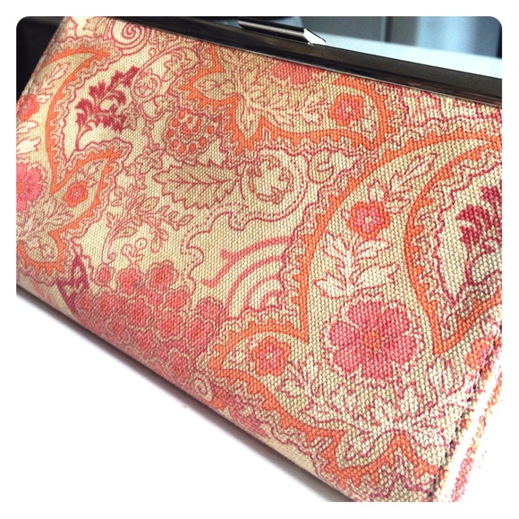 Muted Pink And Orange Paisley Clutch