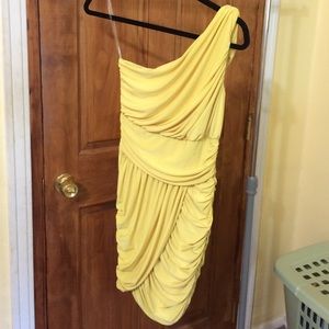 Size XS one strap yellow ruche dress