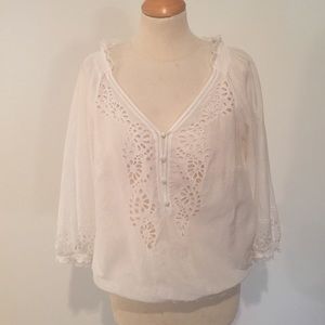 Eyelet top with lace detail