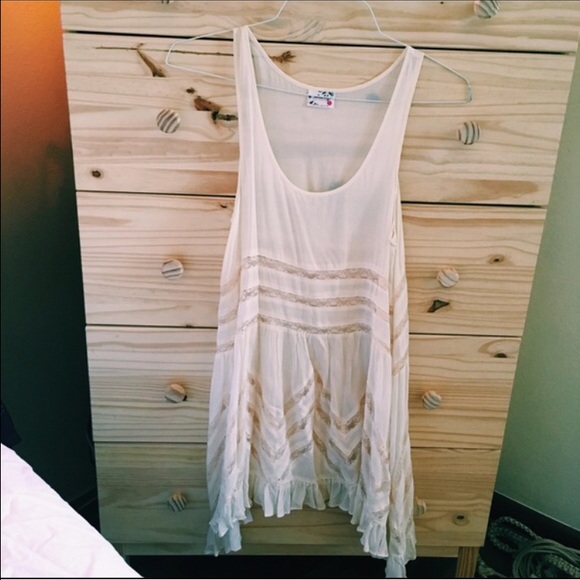 Free People Cream Lace Voile Trapeze Slip