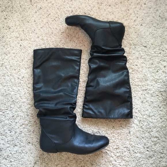 Pleather Black Boots