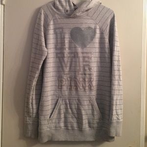 VS pink gray stripe hoodie