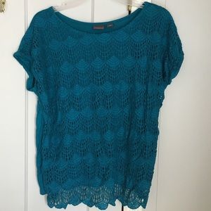 Blue crochet front top
