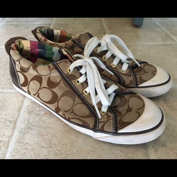 Tan Coach sneakers shoes