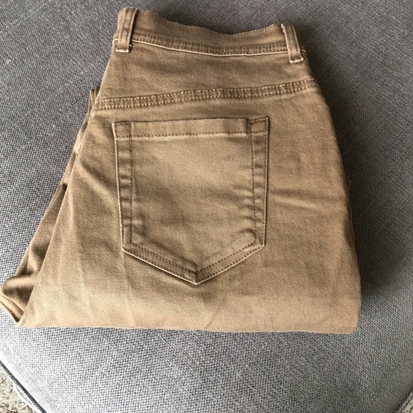 Dark khaki tapered leg stretch jeans