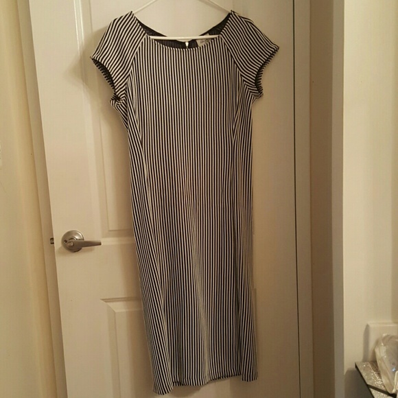 Black and white striped dress