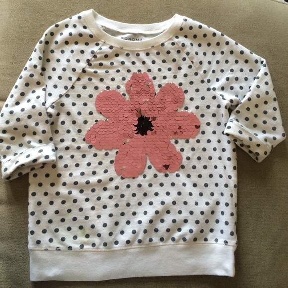 3/4 sleeve flip shirt with pink/silver flower