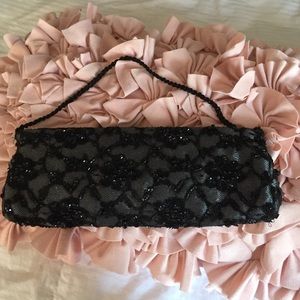 Black Sequined Evening Clutch
