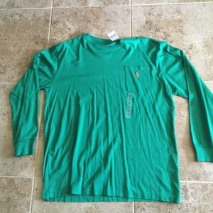 NWT- Men's Green Long sleeve polo tee